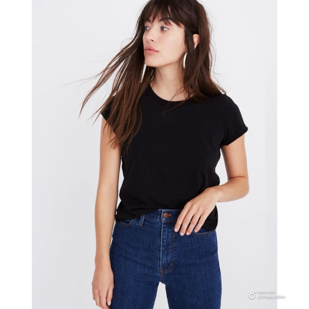 Madewell Black Northside Vintage Tee Size XXS NWT FLAWS Short Sleeve T-Shirt